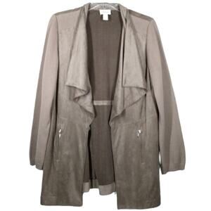 Chico's Faux Suede Waterfall Front Jacket size Medium (1)